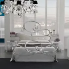 Iron double bed with coordinated footboard Made in Italy - Laser Viadurini