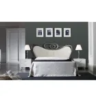 Double Bed in Iron and Real Leather, 2 Bedside Tables and Mattress - Reasons Viadurini