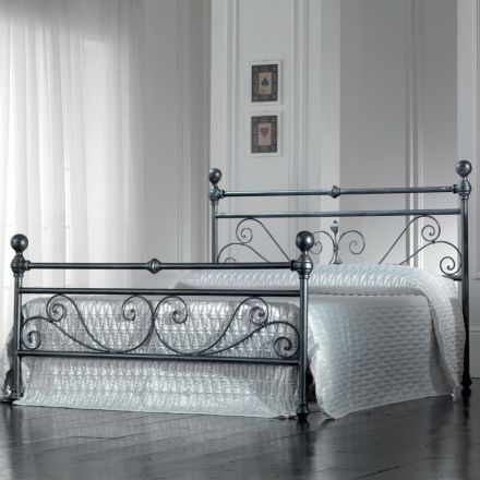 Double Bed in Black Silver Tubular Iron Made in Italy - Geometry Viadurini