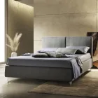 Double bed in fabric or velvet with storage unit Made in Italy - Ernesto Viadurini
