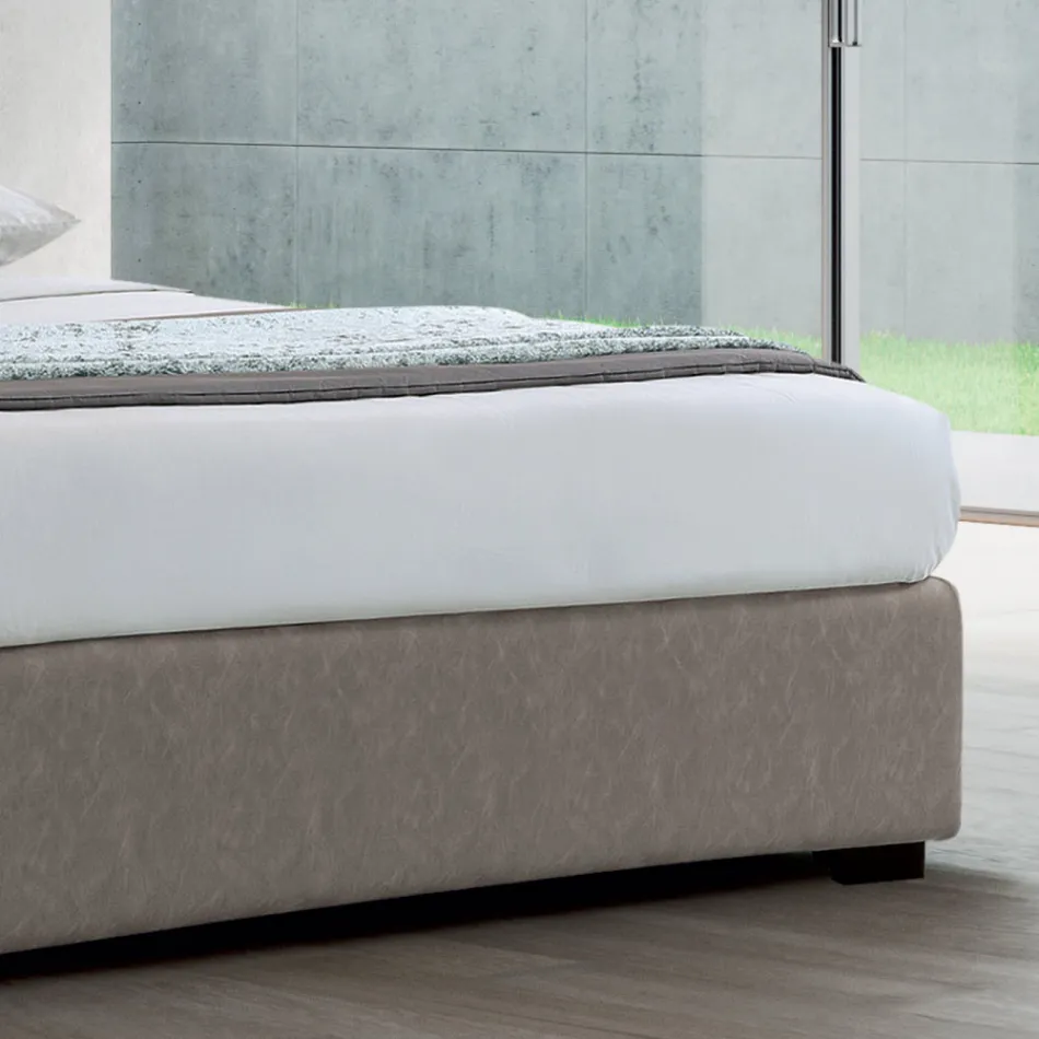 Modern Double Bed with Fireproof Leather Box - Ania Viadurini