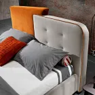 Modern Design Double Bed in Grey and Orange Velvet - Plorifon Viadurini