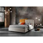 Modern Design Double Bed in Grey and Orange Velvet - Plorifon Viadurini