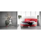 Luxury Round Modern Double Bed in Faux Leather Made in Italy - Dream Viadurini
