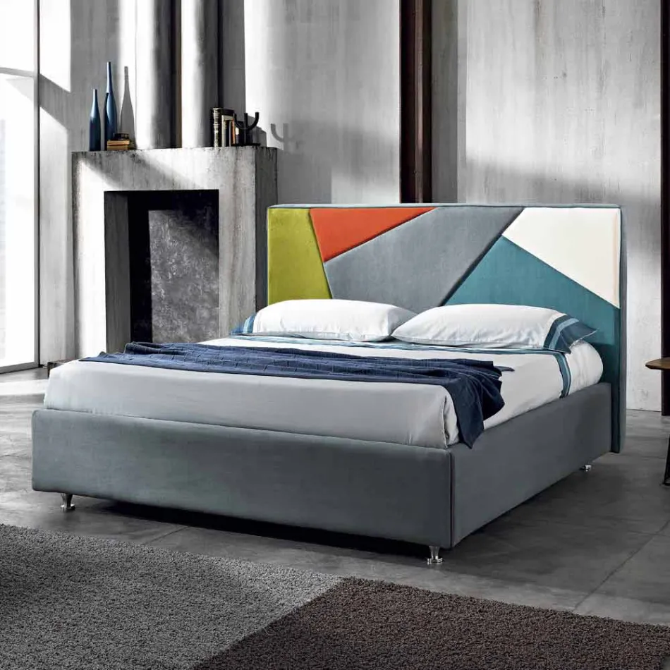 Modern padded double bed with lift box 160x190 / 200cm Mia Viadurini