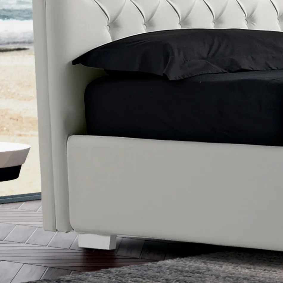 Modern Double Bed in Faux Leather with Storage - Ozzano Viadurini