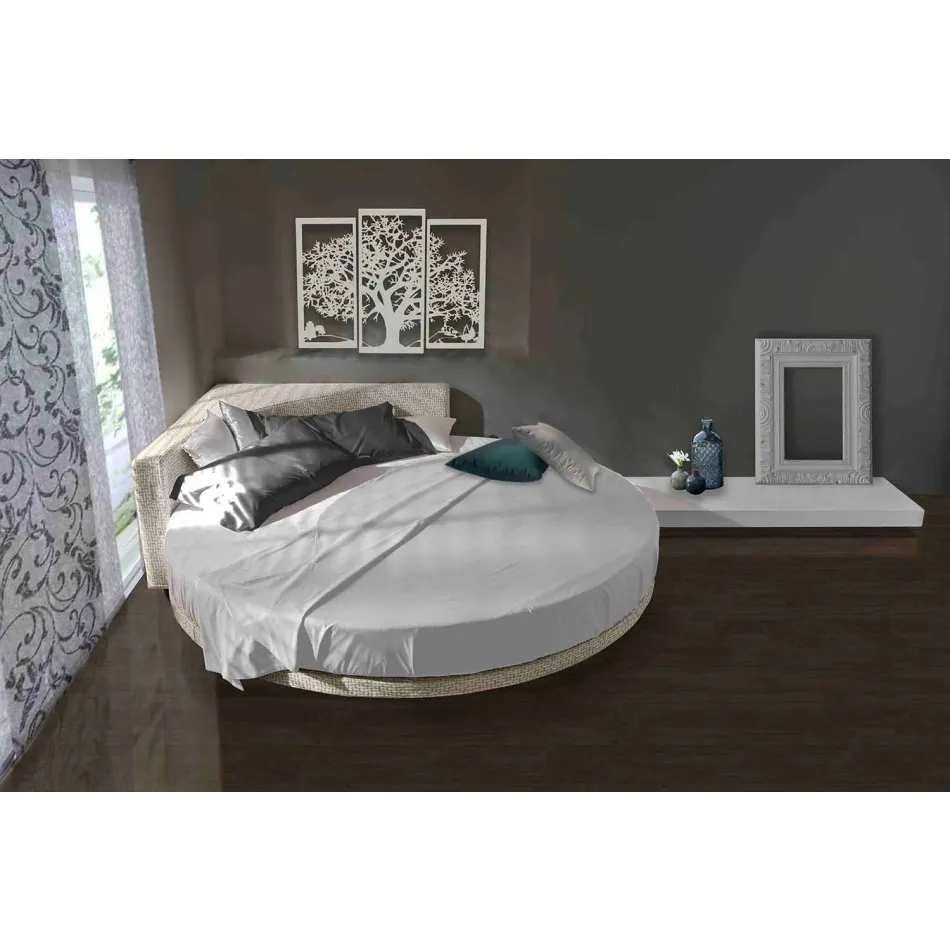 Modern Round Double Bed with Angular Headboard Made in Italy - Tima Viadurini
