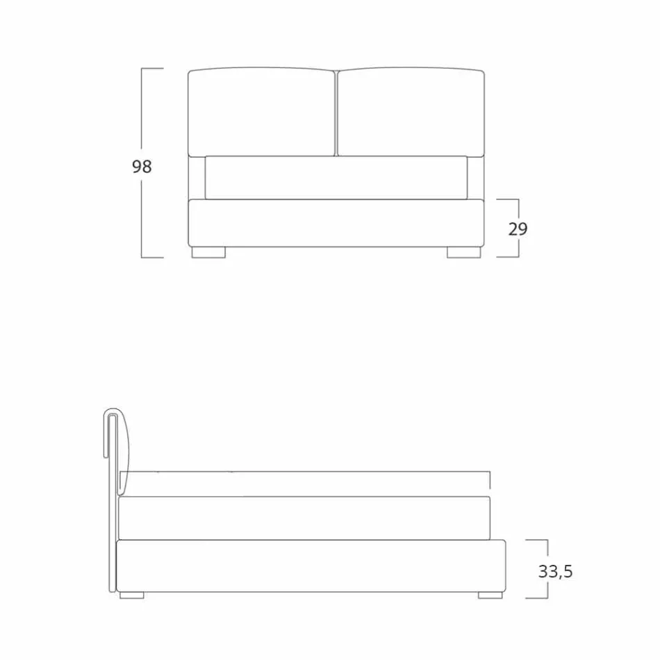 Double bed without box, contemporary design, Iorca by Bolzan Viadurini
