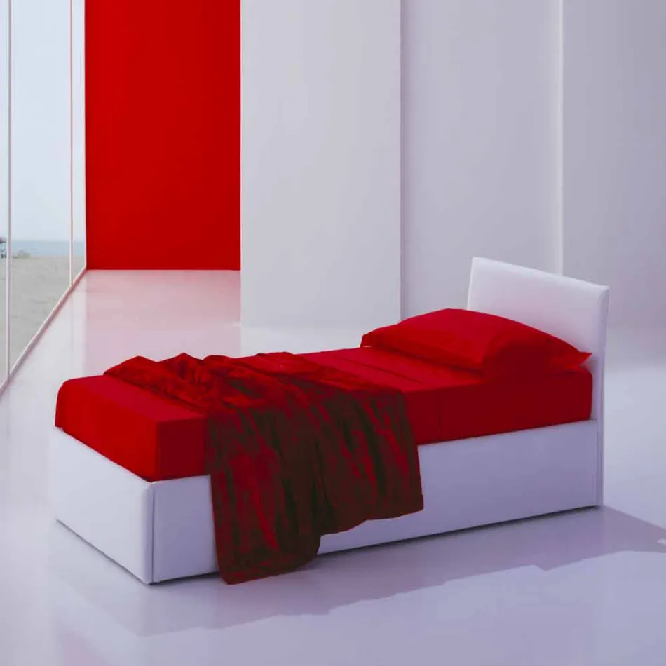 Single bed with headboard, iron and wood structure Queue by Bolzan Viadurini