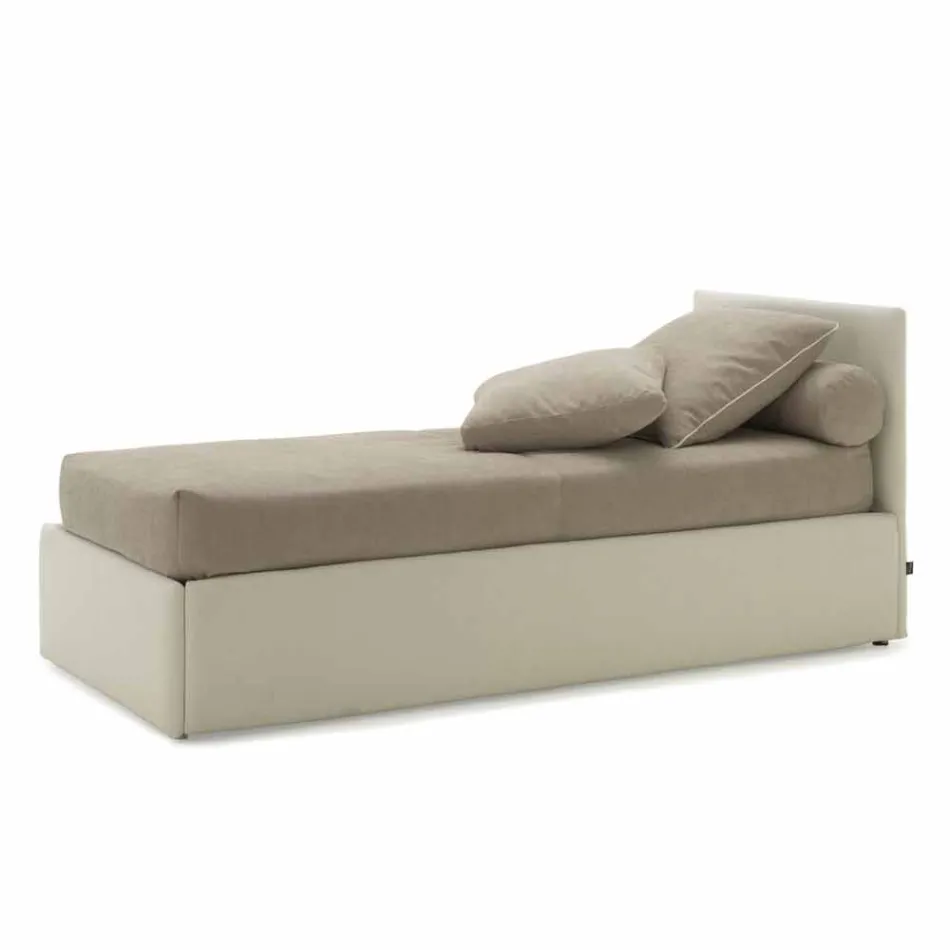 Single bed with headboard, iron and wood structure Queue by Bolzan Viadurini