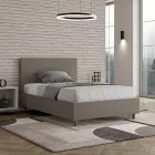 120x200 cm Queen Size Bed with Faux Leather Headboard Made in Italy - Pallone Viadurini