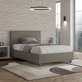 120x200 cm Queen Size Bed with Faux Leather Headboard Made in Italy - Pallone