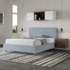 Double Bed 140x200 cm with Microfiber Headboard Made in Italy - Pallone Viadurini