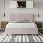 Double Bed 140x200 cm with Microfiber Headboard Made in Italy - Pallone Viadurini