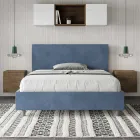 Double Bed 140x200 cm with Microfiber Headboard Made in Italy - Pallone Viadurini