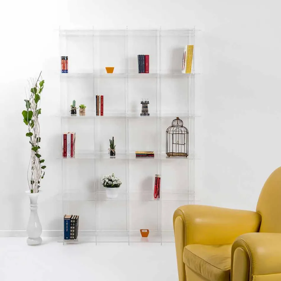 Contemporary plexiglass wall-hung modern design bookcase Sfera4 Viadurini