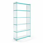 Wall or Freestanding Bookcase in Extraclear Glass Design 6 Shelves - Ramen Viadurini