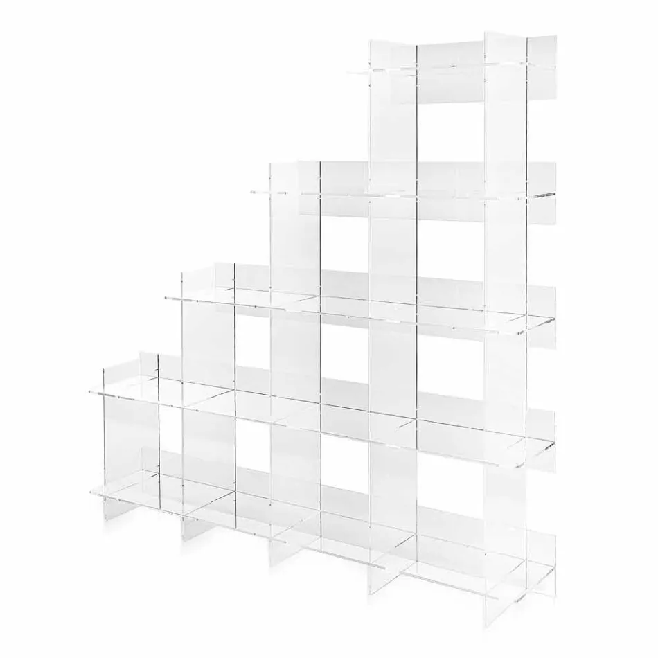 Sphere3 L180 x H180 x P30 cm transparent bookcase, made in Italy Viadurini