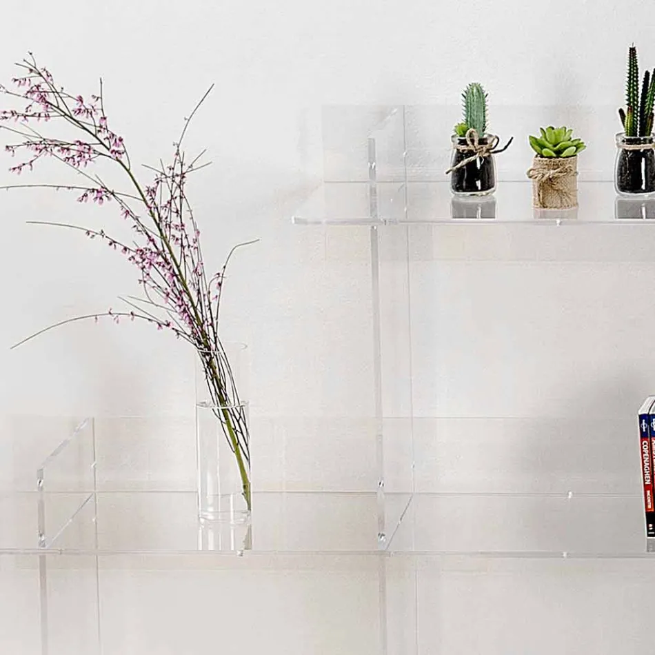 Sphere3 L180 x H180 x P30 cm transparent bookcase, made in Italy Viadurini