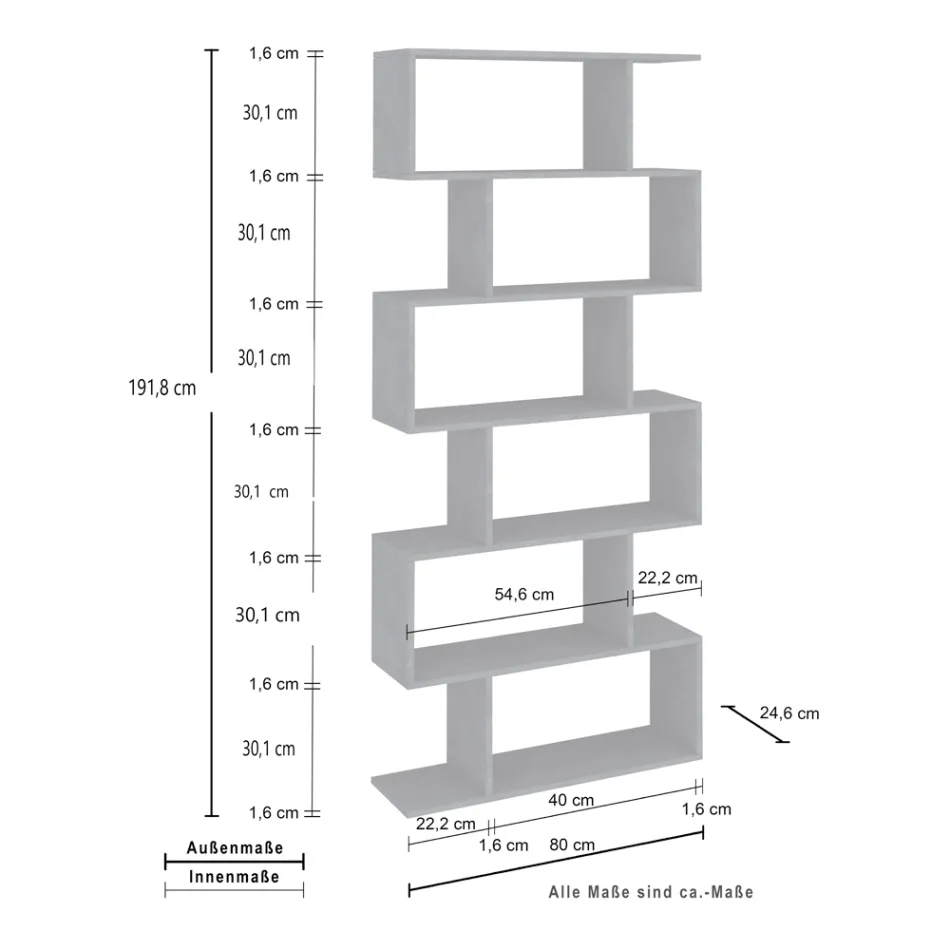 Vertical Design Wall Bookcase Lounge in Wood 3 Finishes - Minetta Viadurini