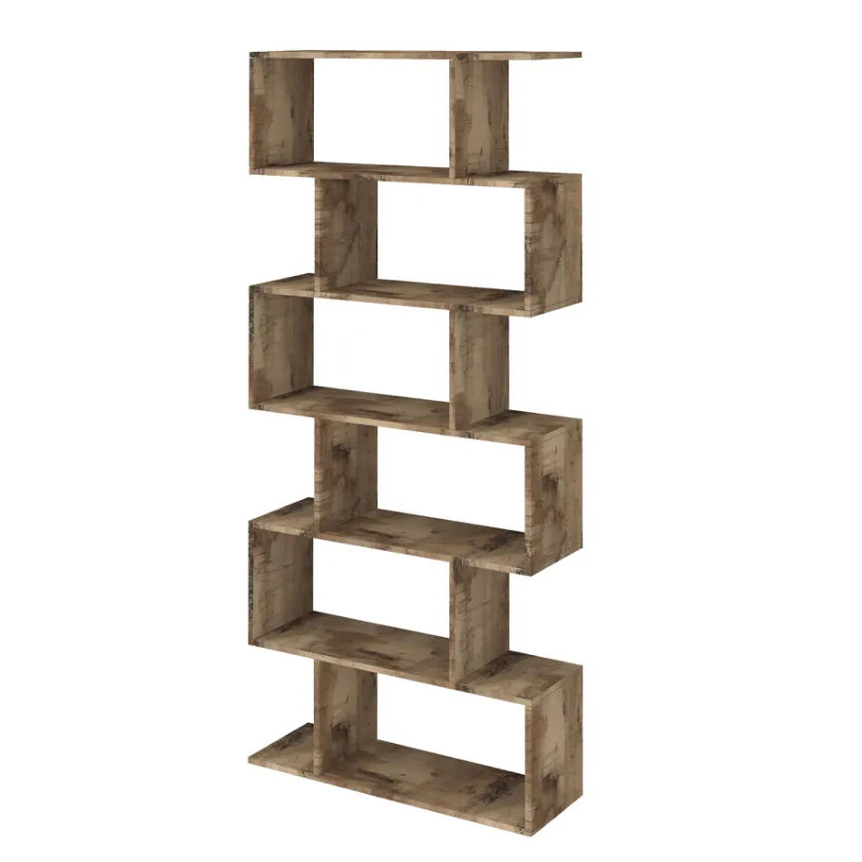 Vertical Design Wall Bookcase Lounge in Wood 3 Finishes - Minetta Viadurini