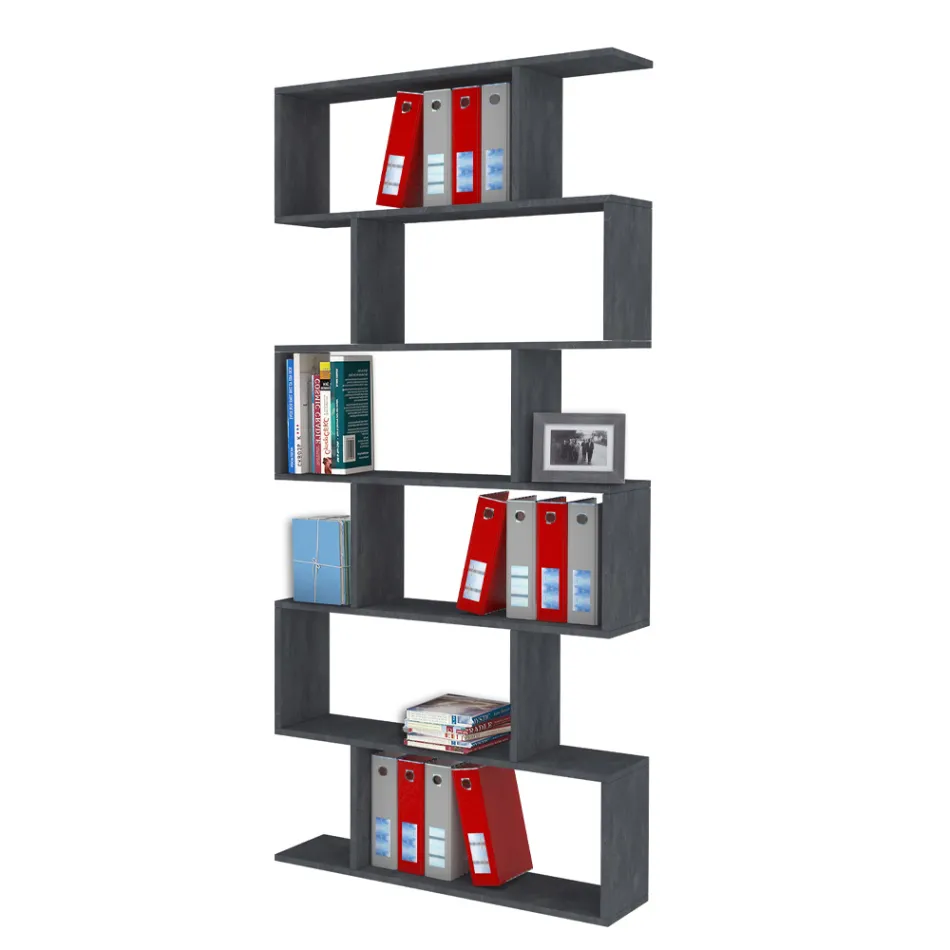 Vertical Design Wall Bookcase Lounge in Wood 3 Finishes - Minetta Viadurini