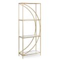 High Steel Bookcase and 3 Glass Shelves Elegant Design - Noralea