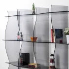 Contemporary carved wall / contemporary bookcase Pam fumé, made in Italy Viadurini