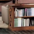Low Bookcase with Wooden Structure and Open Compartments Made in Italy - Fauno Viadurini
