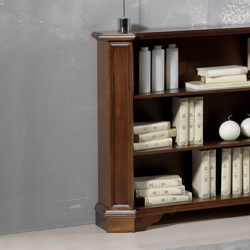Bookcase with 3 Open Compartments in Veneered Wood Made in Italy - Epona Viadurini
