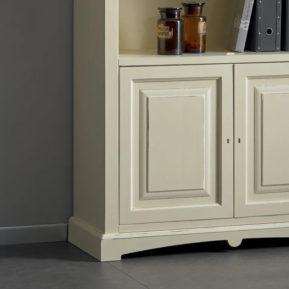 Bookcase with 4 compartments and 2 doors Made of wood Made in Italy - Eastre Viadurini