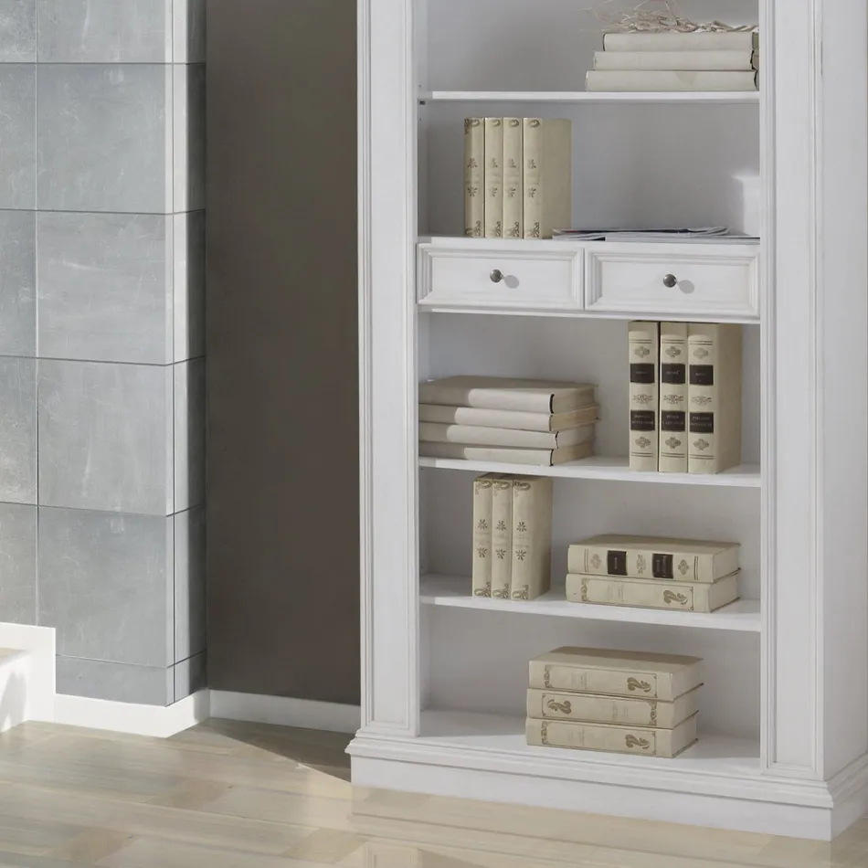 Bookcase with 6 open compartments and 2 drawers Made in Italy - Flora Viadurini