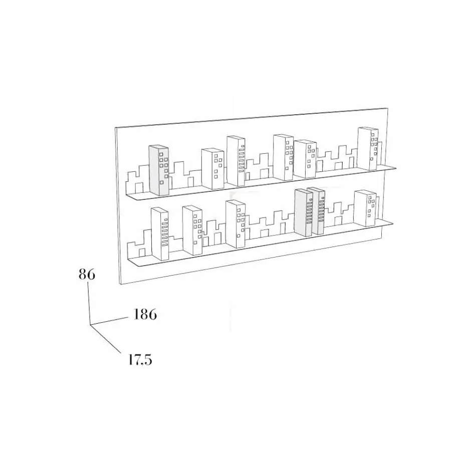 Library to Hang Skyline 186x86 Mabele Viadurini