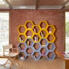 Slide Hexa colored wall bookcase made in Italy Viadurini