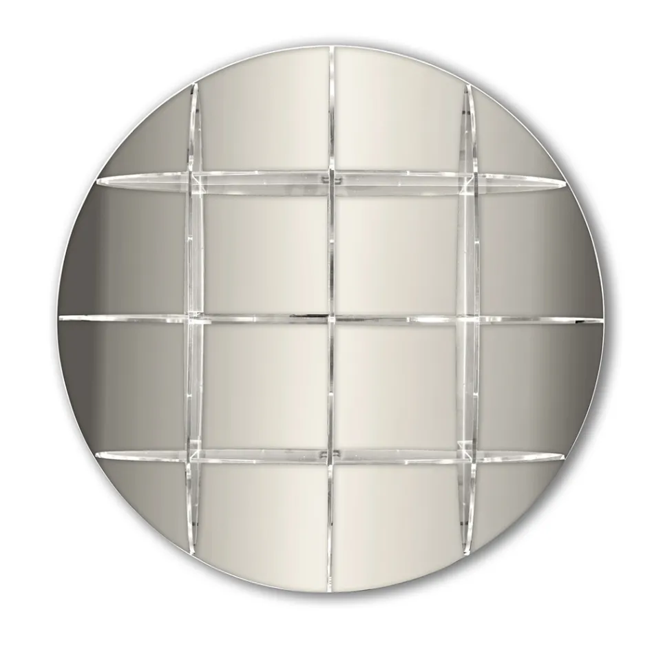 Round Wall Bookcase in Gold or Silver Plexiglass Made in Italy - Lizzy Viadurini