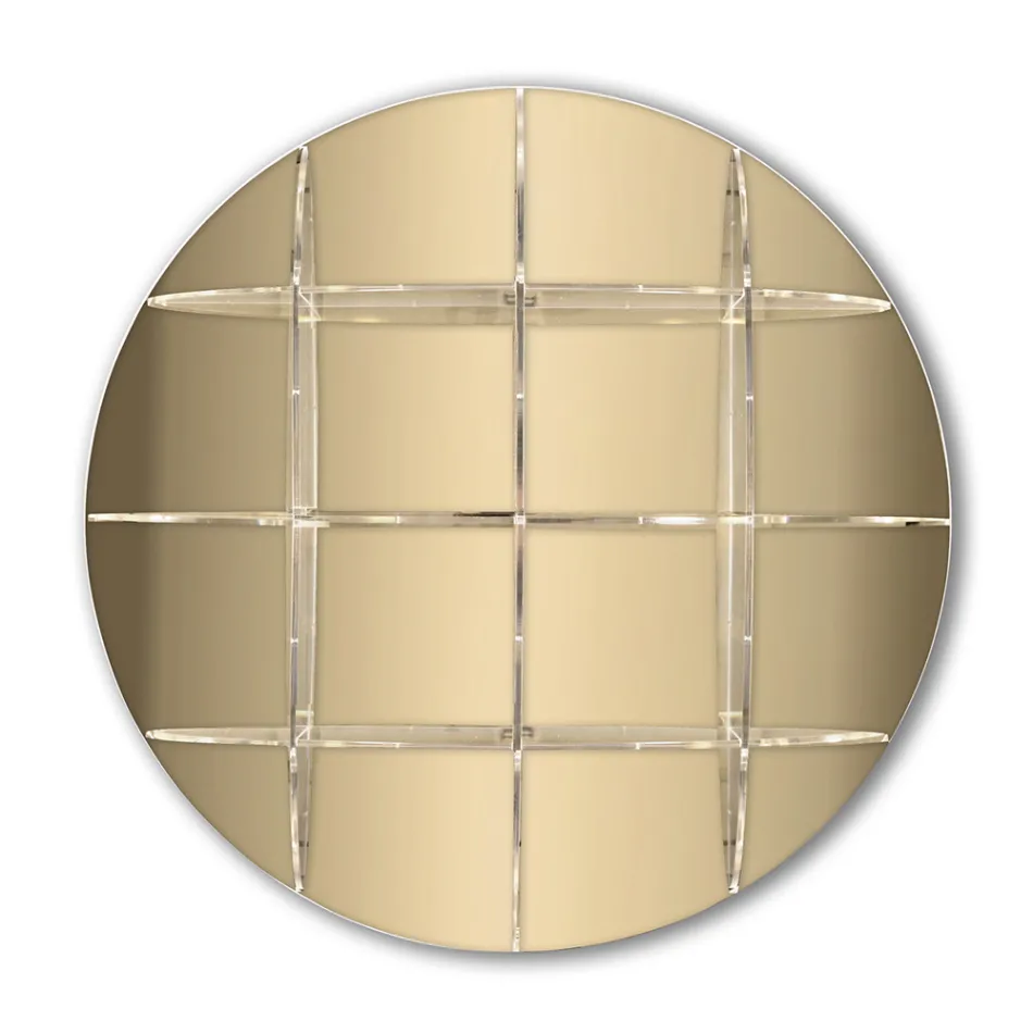 Round Wall Bookcase in Gold or Silver Plexiglass Made in Italy - Lizzy Viadurini