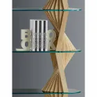 Design Floor Bookcase in Glass and Ash Wood Made in Italy - Aspide Viadurini