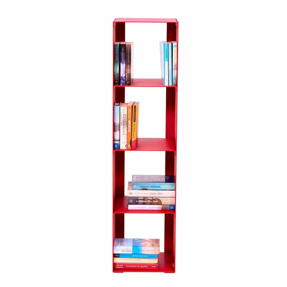 Black, Red, White or Grey Iron Modern Floor Bookcase Made in Italy - Pls Viadurini