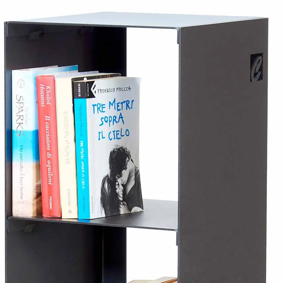 Black, Red, White or Grey Iron Modern Floor Bookcase Made in Italy - Pls Viadurini