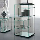 Freestanding Low Lounge Display Bookcase in Extra-clear Glass - Linzy Viadurini