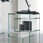 Freestanding Low Lounge Display Bookcase in Extra-clear Glass - Linzy Viadurini