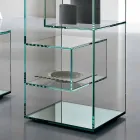 Freestanding Low Lounge Display Bookcase in Extra-clear Glass - Linzy Viadurini