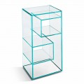 Freestanding Low Lounge Display Bookcase in Extra-clear Glass - Linzy