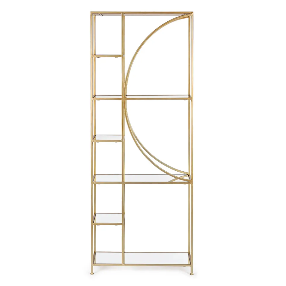 Freestanding Bookcase in Steel and Glass Tops Elegant Design - Noralea Viadurini