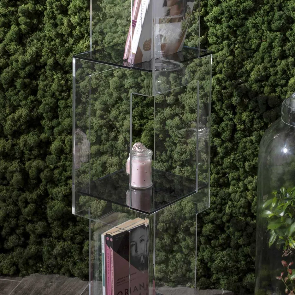 Freestanding Bookcase in Transparent or Smoked Acrylic Crystal - Icaria Viadurini