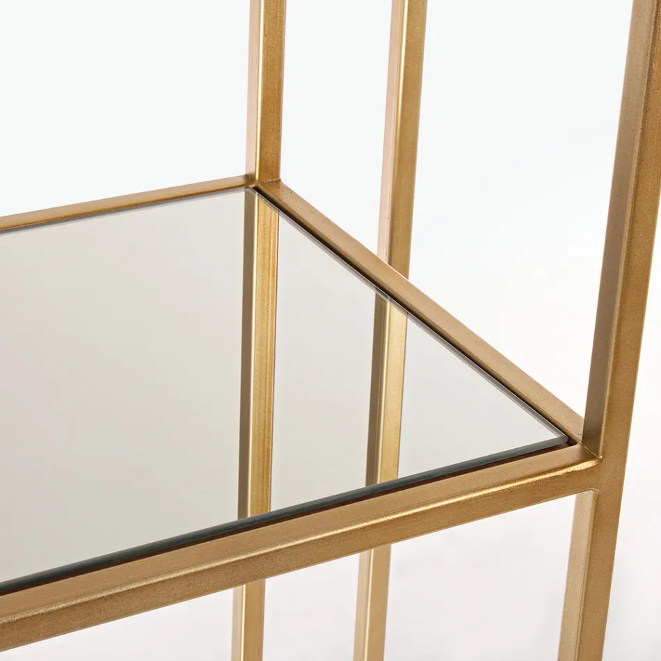 Freestanding Steel and Glass Shelves Bookcase Elegant Design - Noralea Viadurini