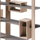 Bookcase in Knotted Walnut Wood and 6 Shelves Made in Italy - Berta Viadurini