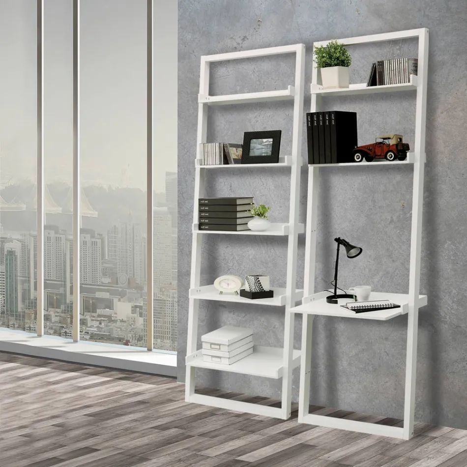 Bookcase in matt white lacquered MDF with 5 shelves - Cadmium Viadurini