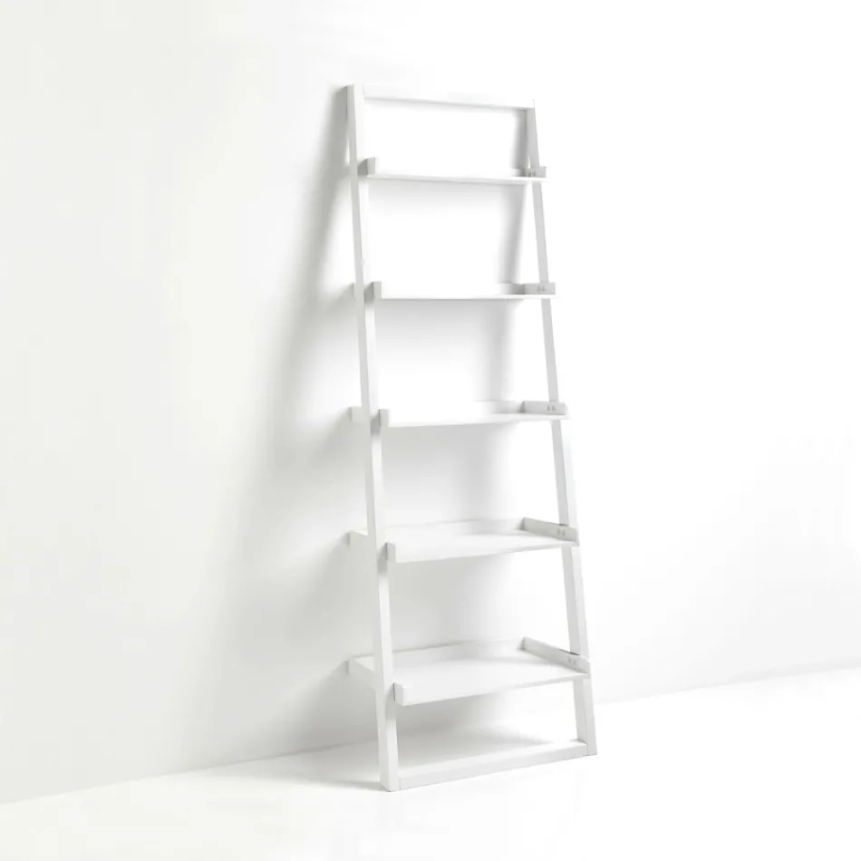 Bookcase in matt white lacquered MDF with 5 shelves - Cadmium Viadurini