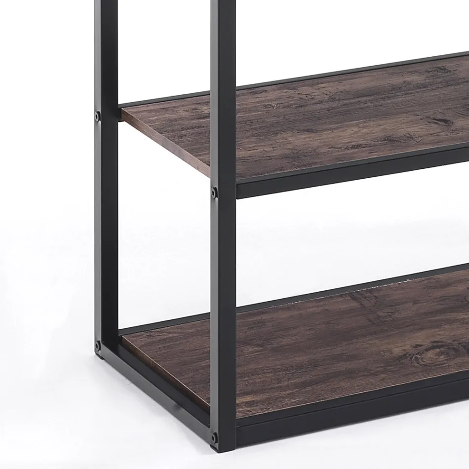 Bookcase in metal and wooden shelves - lead Viadurini